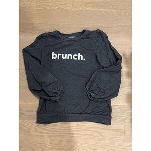 Vince Camuto Women's XS Black Puff Sleeve Brunch Sweatshirt Casual